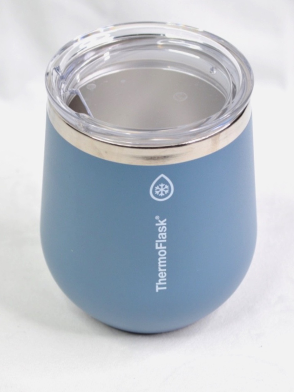 Thermoflask Wine Tumbler Cup Double-Wall Cold Hot Dusty Blue with Lid 12 oz